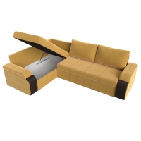 Угловой диван Николь (микровельвет желтый коричневый) - Изображение 1